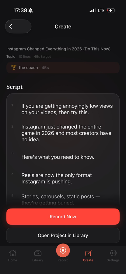 Create screen: paste a link or topic